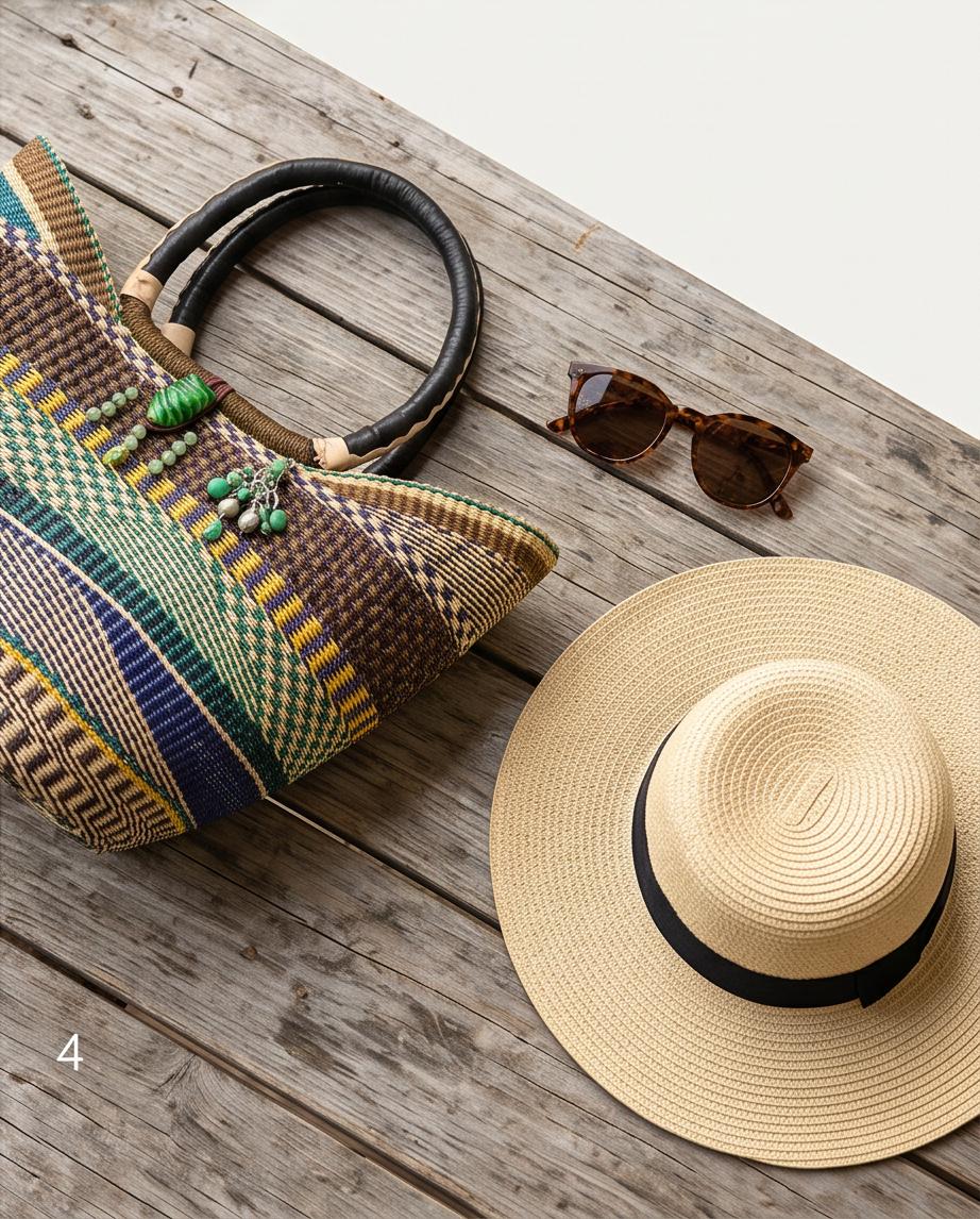 Medium Handmade Bolga Basket Bag | Woven Red, Orange & Purple Stripes | Leather Handle | Perfect Market Tote