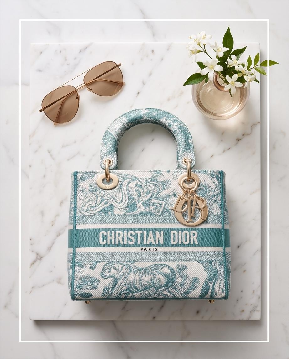 Christian Dior Lady D-Lite Tote (Beige Toile de Jouy) blue Christian Dior Lady D-Lite Tote (Beige Toile de Jouy)