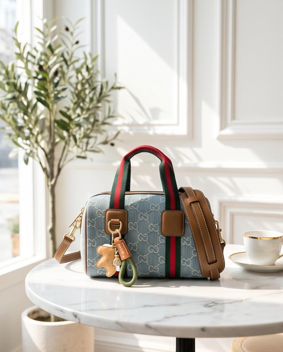 Gucci Denim Boston/Bowler Bag