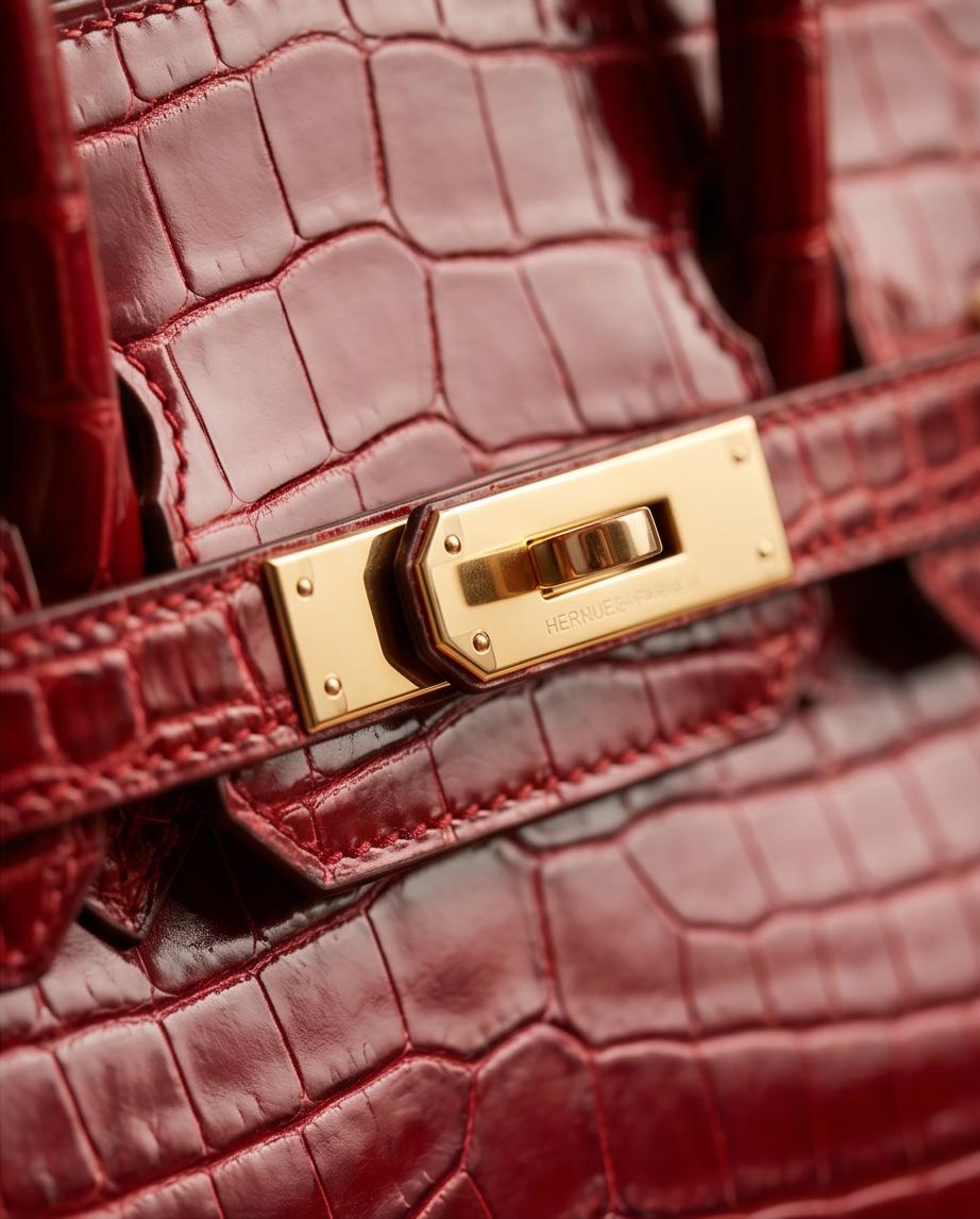Hérmes Red Ruby crocodile leather BADGE Hérmes Red Ruby crocodile leather BADGE