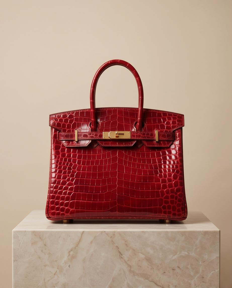 Hérmes Red Ruby crocodile leather