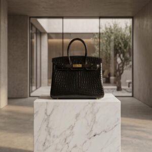 Hermes black color crocodile