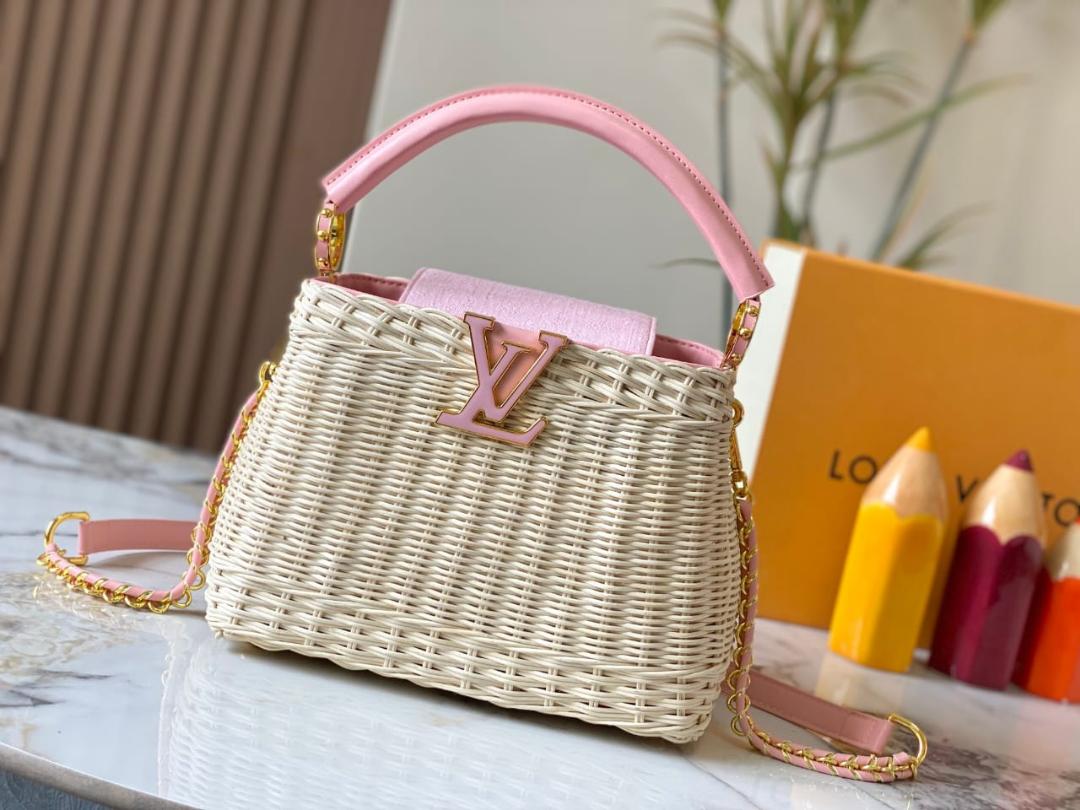Louis Vuitton Wicker Rattan Basket Bag - pink Louis Vuitton Wicker Rattan Basket Bag - pink