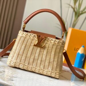 Louis Vuitton Wicker Rattan Basket Bag - brown