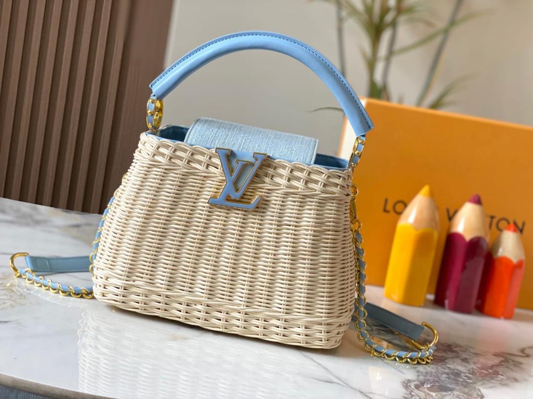 Louis Vuitton Wicker Rattan Basket Bag - blue Louis Vuitton Wicker Rattan Basket Bag - blue